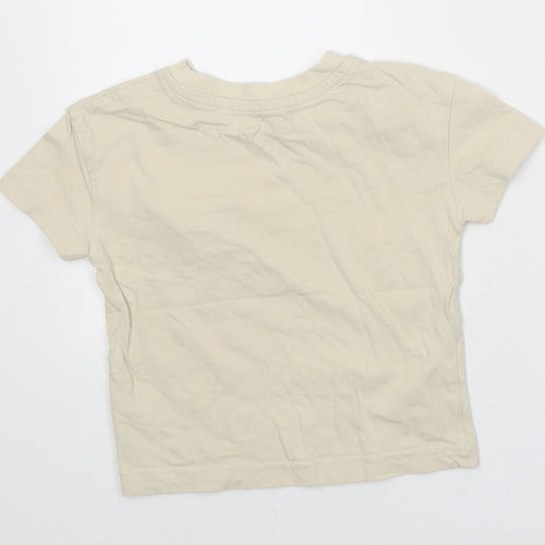 George Baby Beige 100% Cotton Basic T-Shirt Size 12-18 Months Round Neck Pullover
