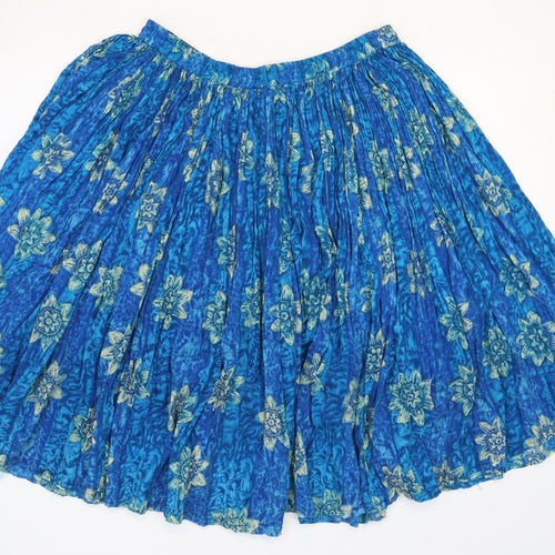 essence Womens Blue Floral Cotton Skater Skirt Size 20