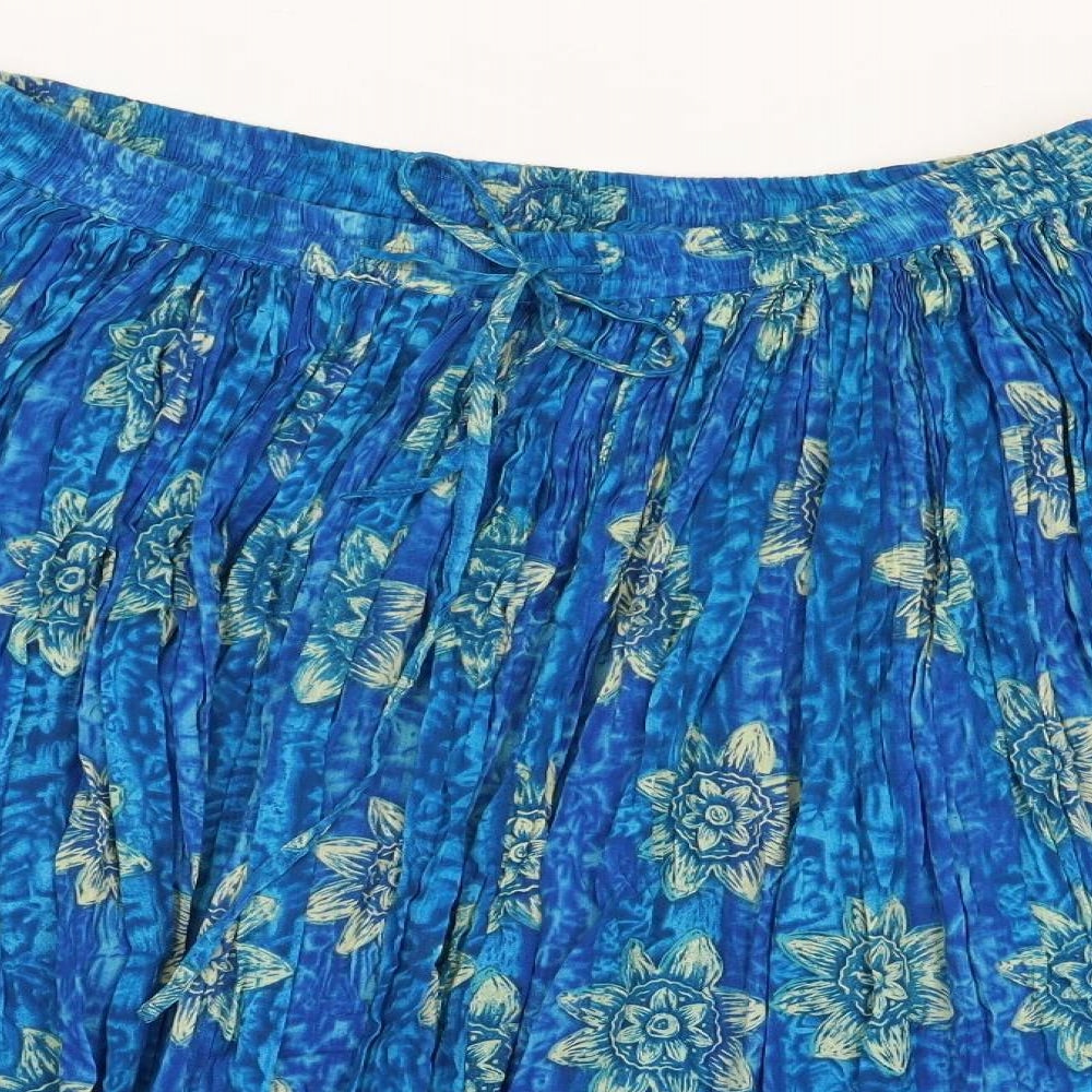 essence Womens Blue Floral Cotton Skater Skirt Size 20