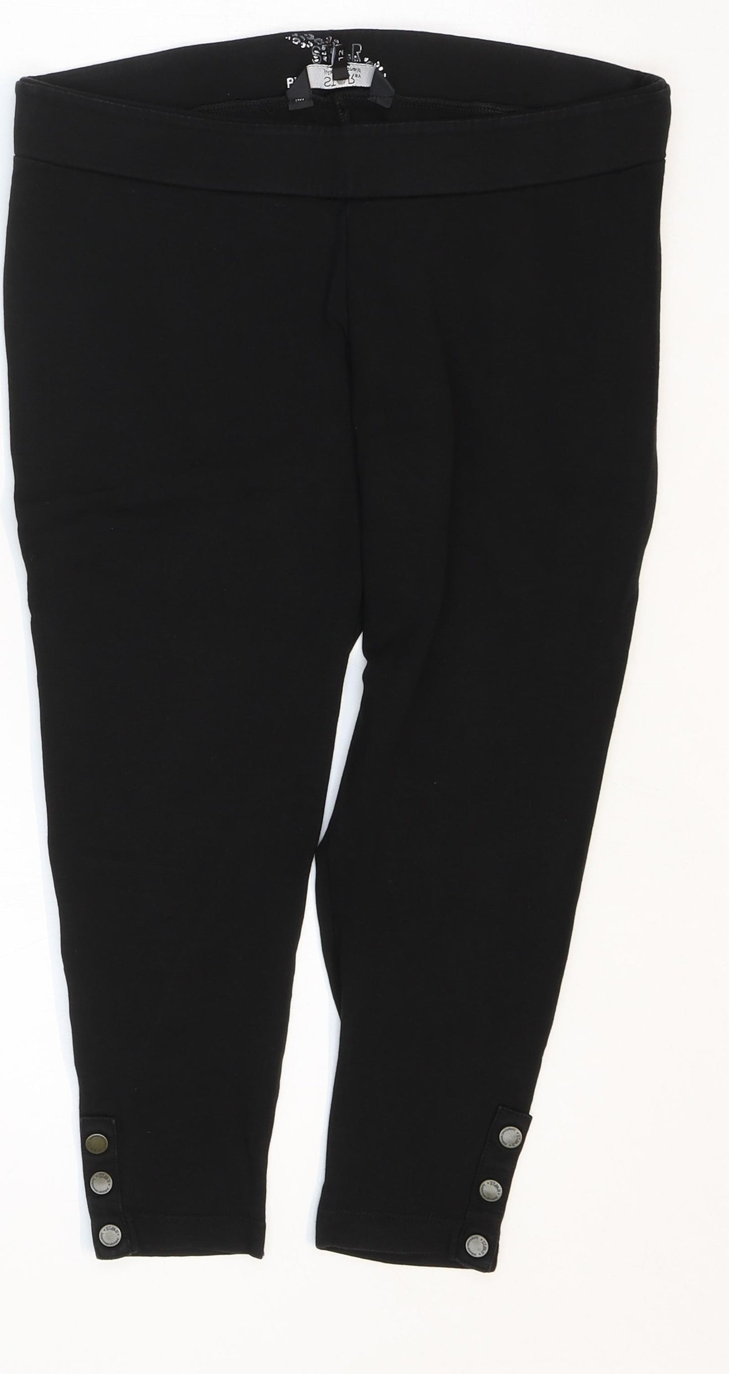 Star Womens Black Cotton Capri Leggings Size 12