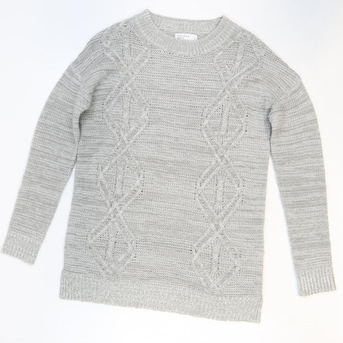 Papaya Womens Grey Round Neck Acrylic Pullover Jumper Size S