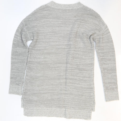 Papaya Womens Grey Round Neck Acrylic Pullover Jumper Size S