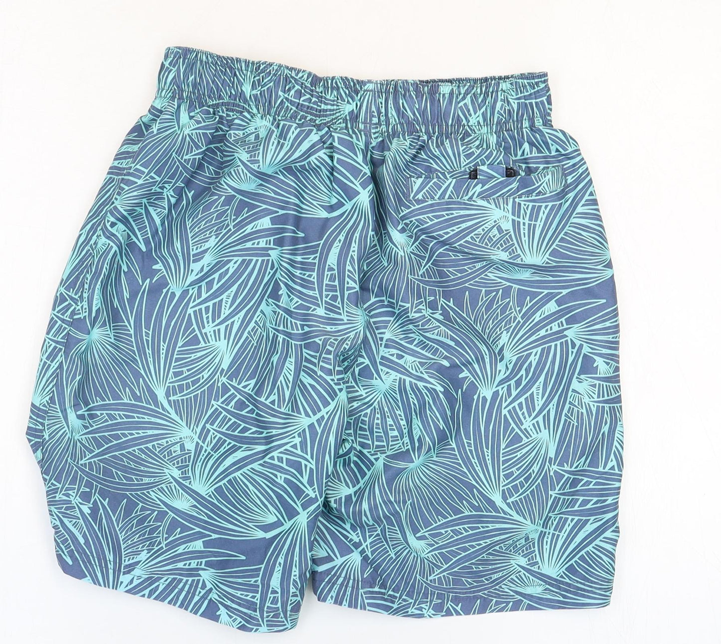 Speedo Mens Blue Floral Polyester Bermuda Shorts Size M Regular Drawstring - Swim Shorts