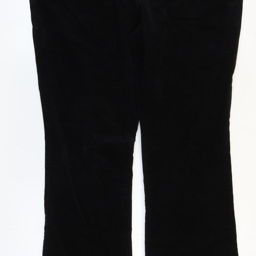 Marks and Spencer Womens Black Cotton Trousers Size 18 Regular Zip
