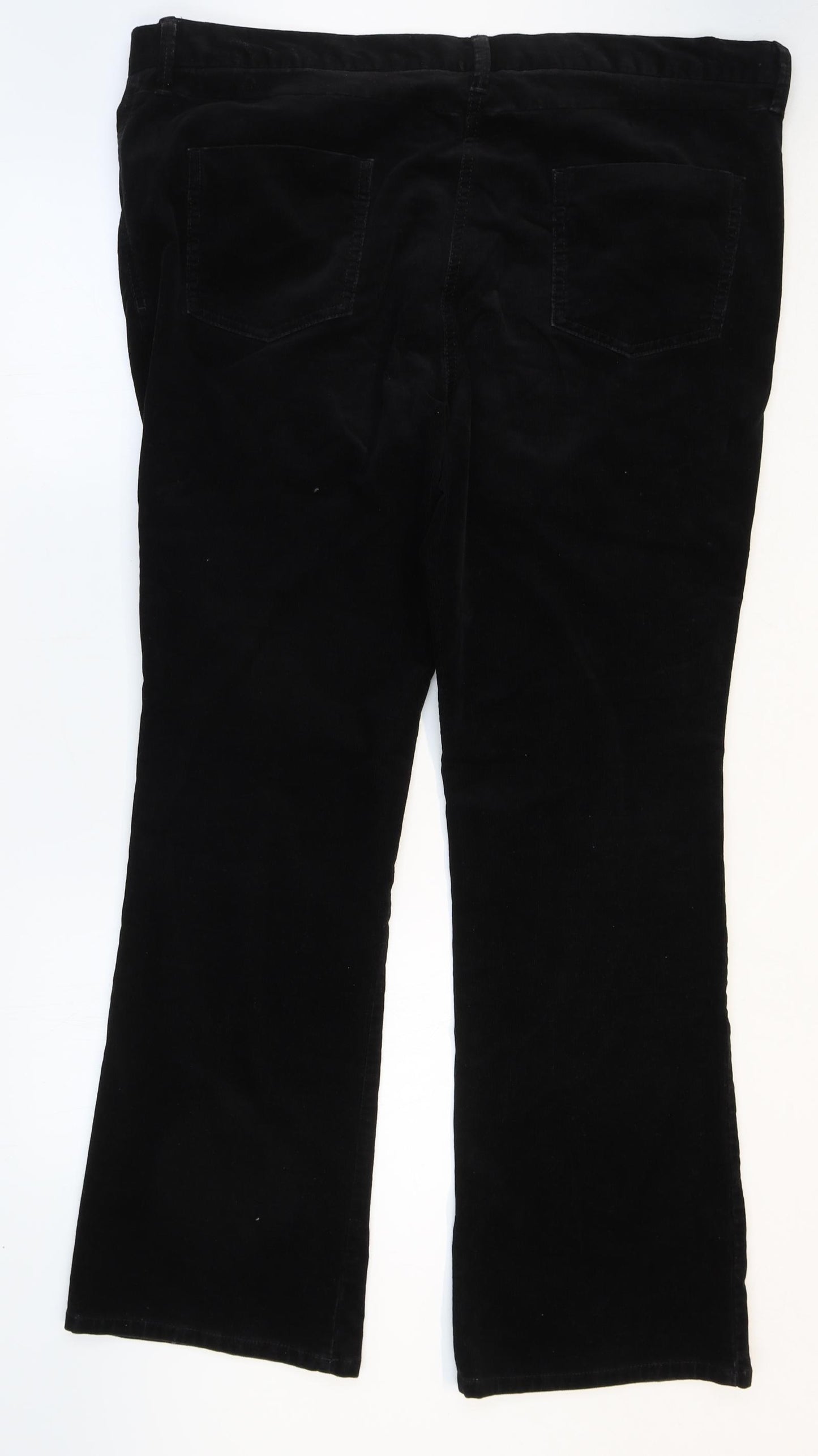Marks and Spencer Womens Black Cotton Trousers Size 18 Regular Zip