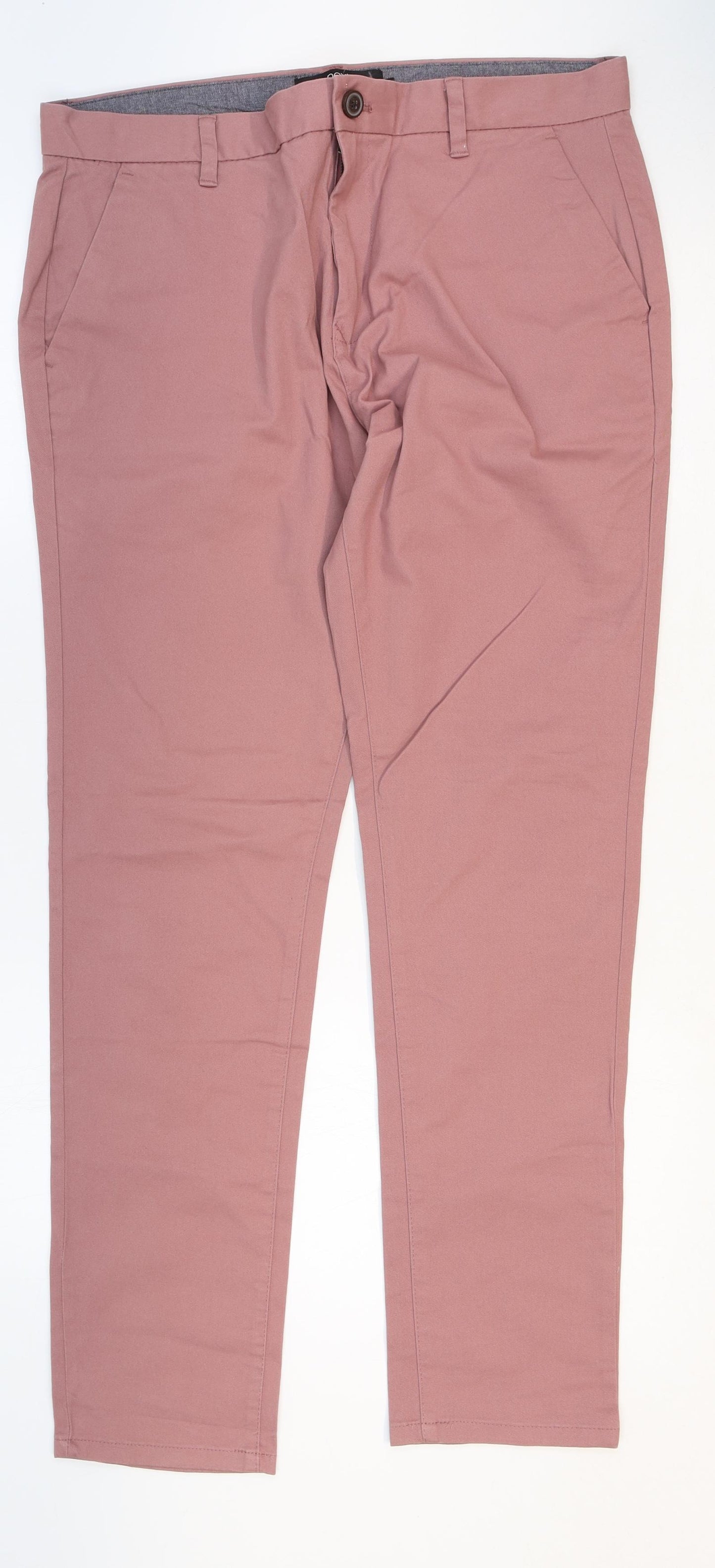 NEXT Mens Pink Cotton Chino Trousers Size 34 in Regular Zip