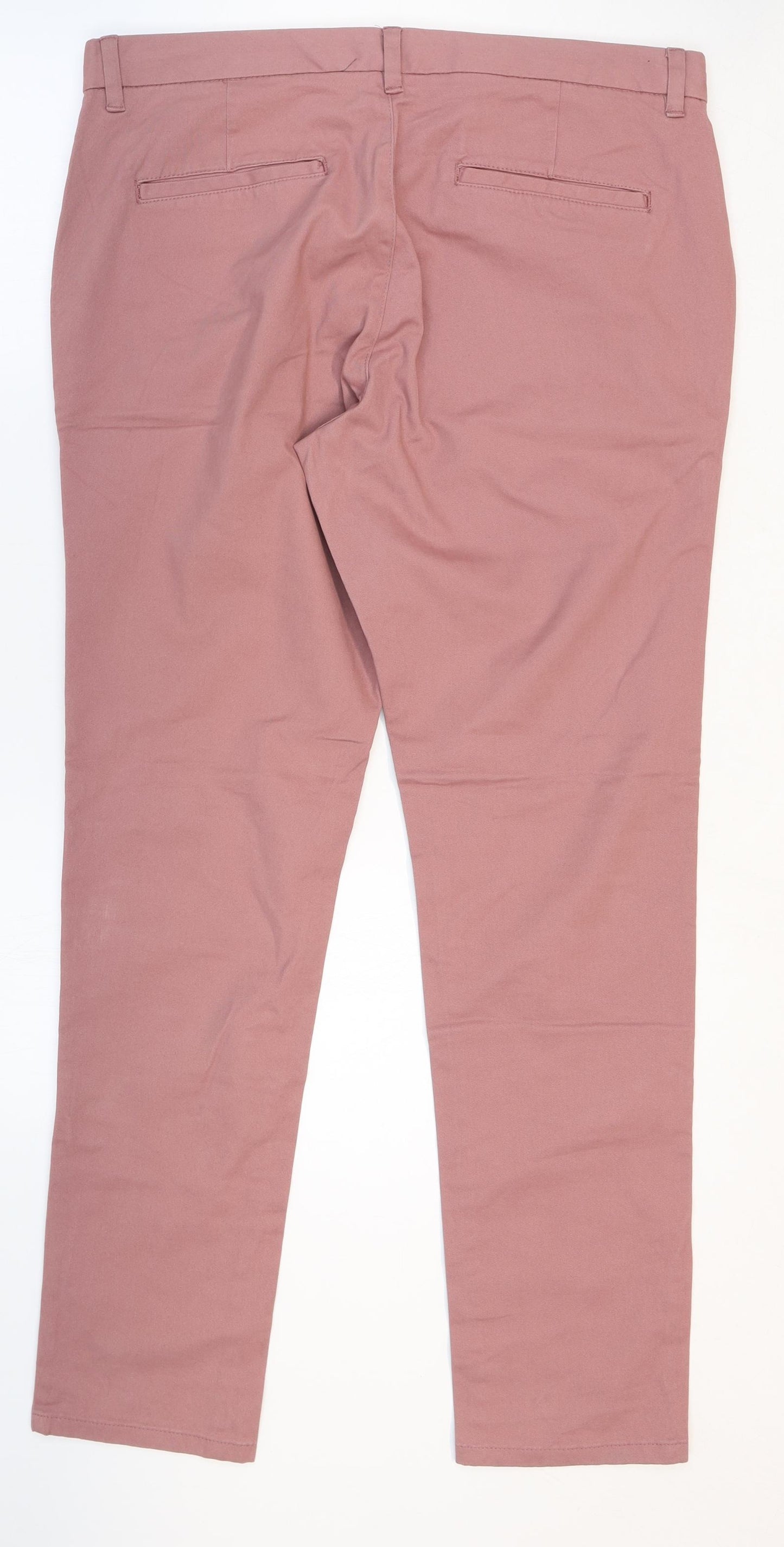 NEXT Mens Pink Cotton Chino Trousers Size 34 in Regular Zip