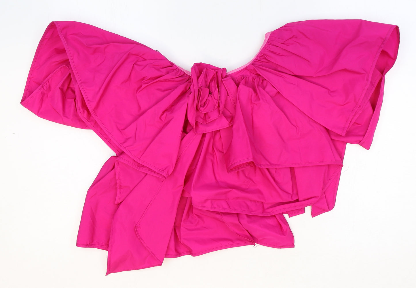 Zara Womens Pink Polyester Cropped Blouse Size M Scoop Neck