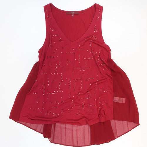 NEXT Womens Pink Polyester Basic Tank Size 8 V-Neck