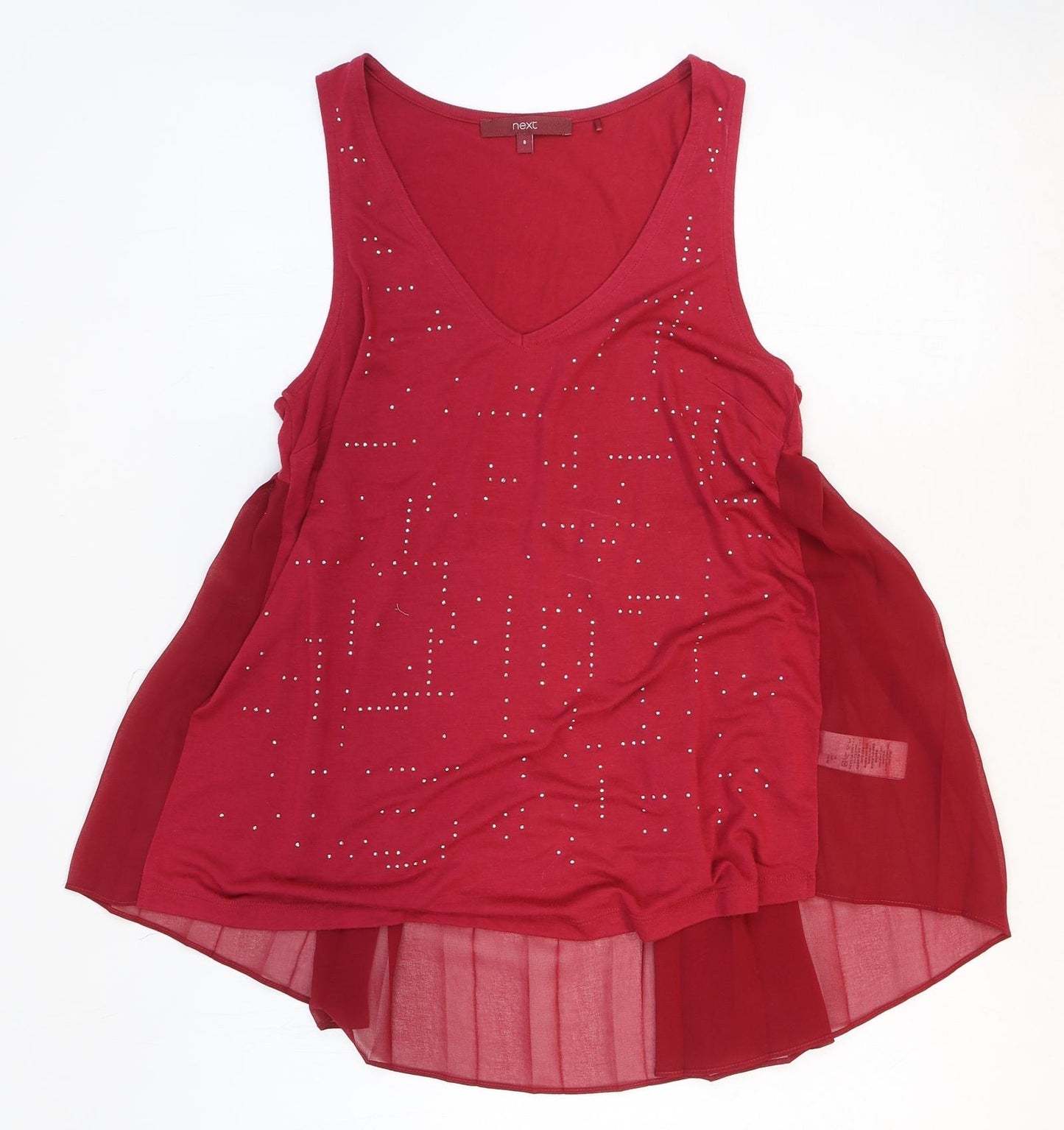NEXT Womens Pink Polyester Basic Tank Size 8 V-Neck