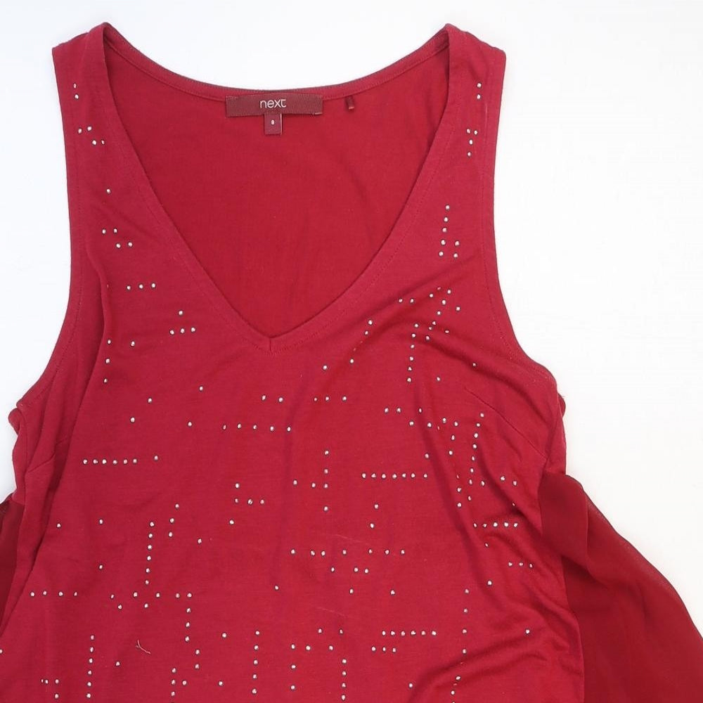 NEXT Womens Pink Polyester Basic Tank Size 8 V-Neck