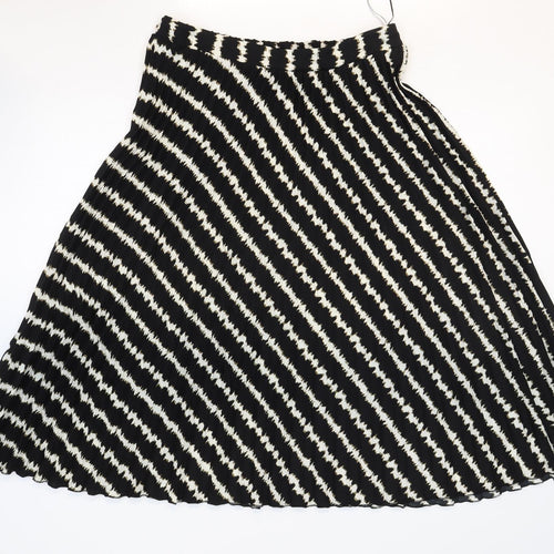 Marks and Spencer Womens Black Striped Polyester Swing Skirt Size 14
