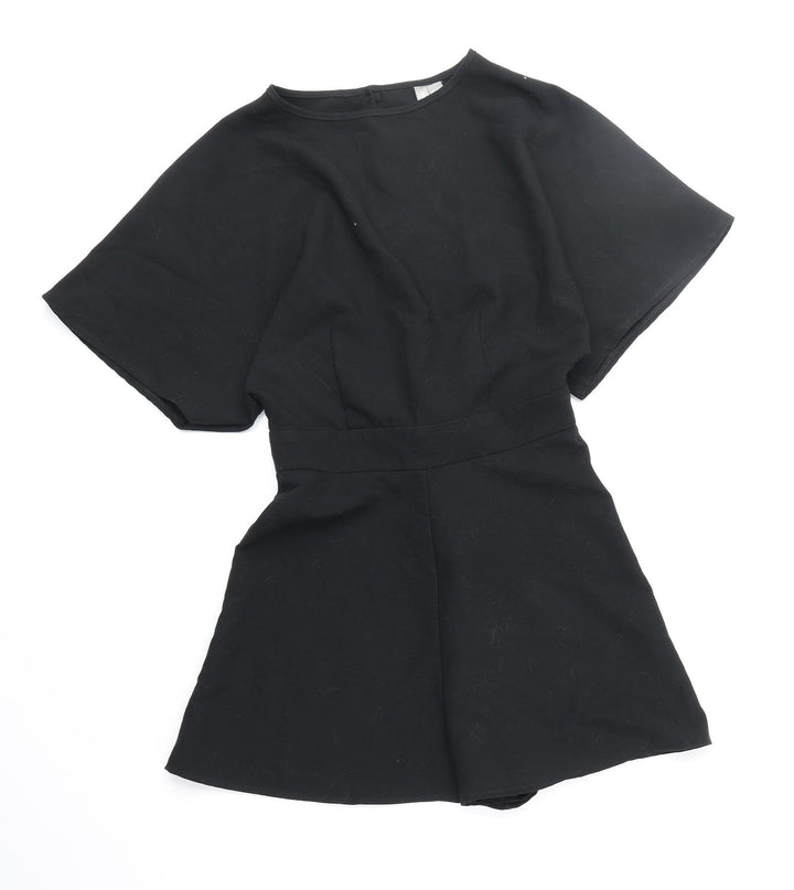 ASOS Womens Black Polyester Playsuit One-Piece Size 6 Zip