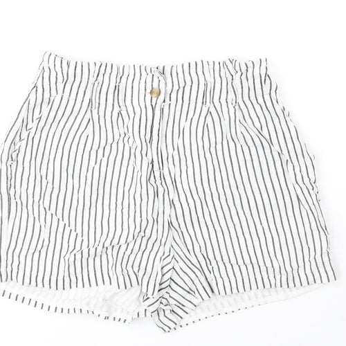 VERO MODA Womens White Striped Polyester Culotte Shorts Size S Regular Zip