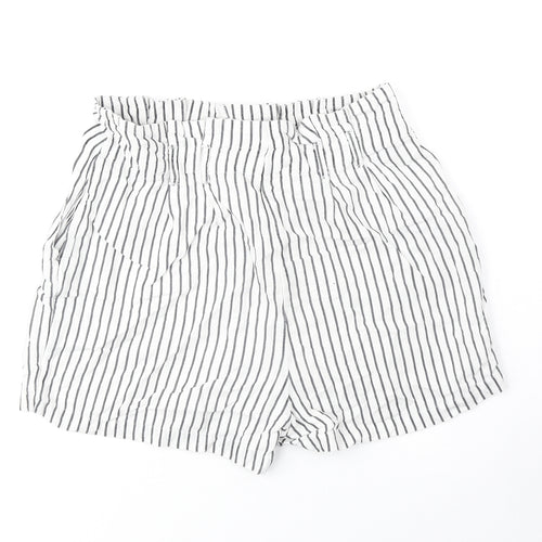 VERO MODA Womens White Striped Polyester Culotte Shorts Size S Regular Zip