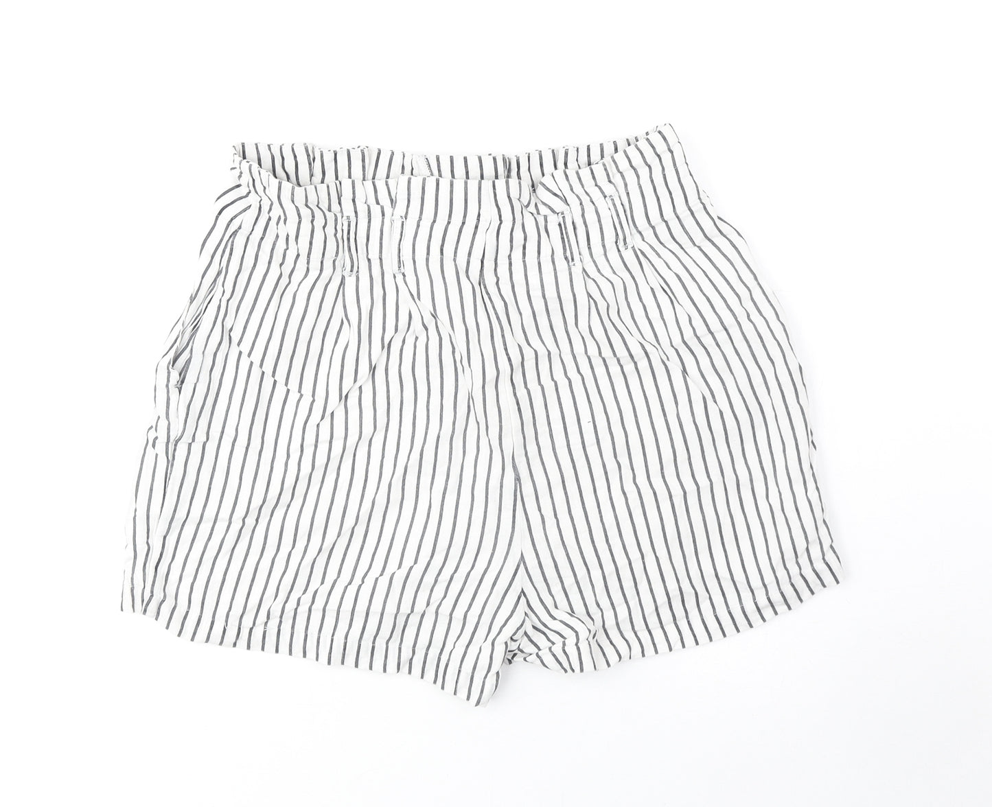 VERO MODA Womens White Striped Polyester Culotte Shorts Size S Regular Zip