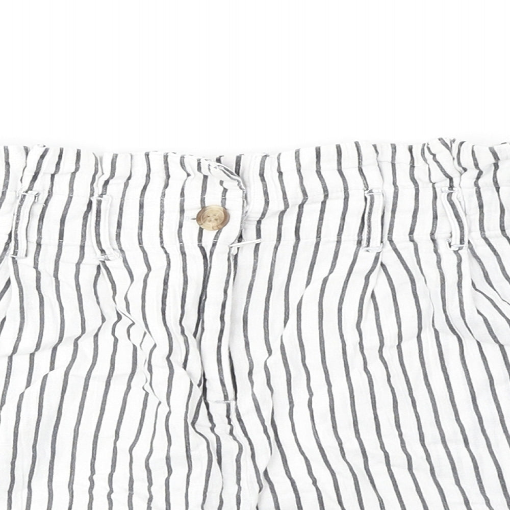 VERO MODA Womens White Striped Polyester Culotte Shorts Size S Regular Zip