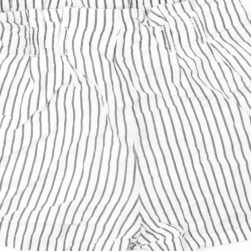 VERO MODA Womens White Striped Polyester Culotte Shorts Size S Regular Zip