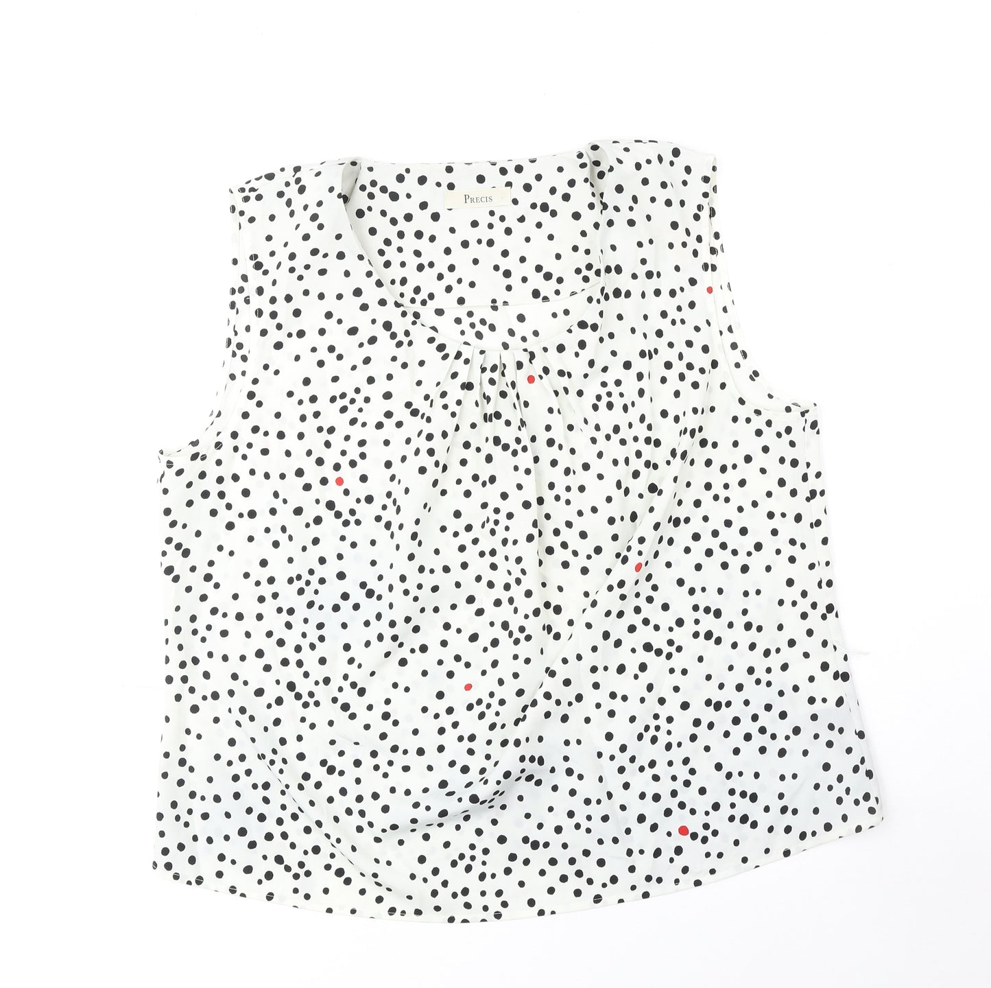 Precis Womens White Polka Dot Polyester Basic Tank Size 18 Scoop Neck