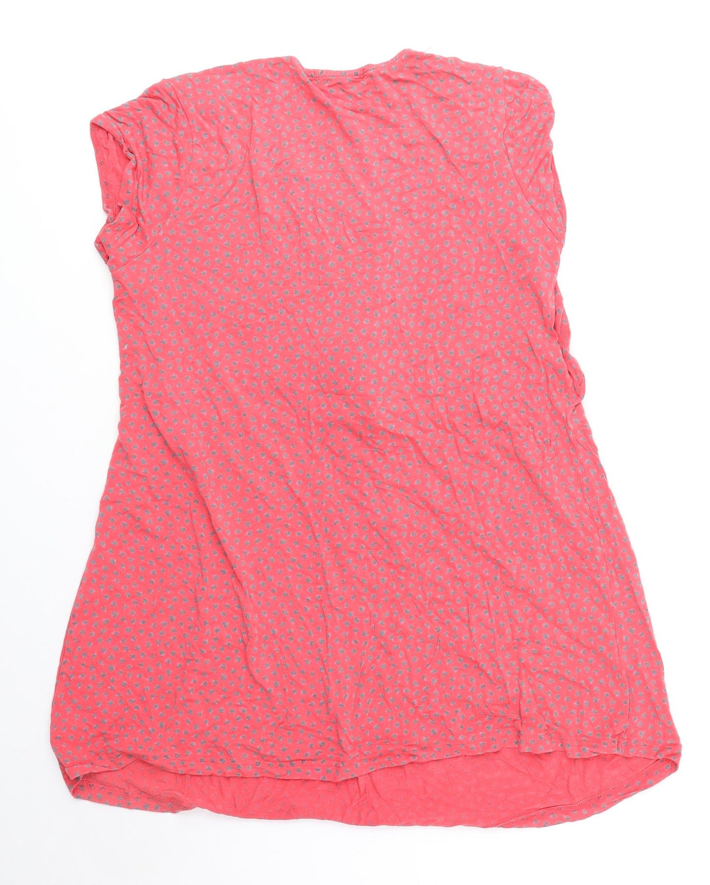 mamas & papas Womens Red Geometric Viscose Basic Blouse Size 14 Scoop Neck - Knot Front