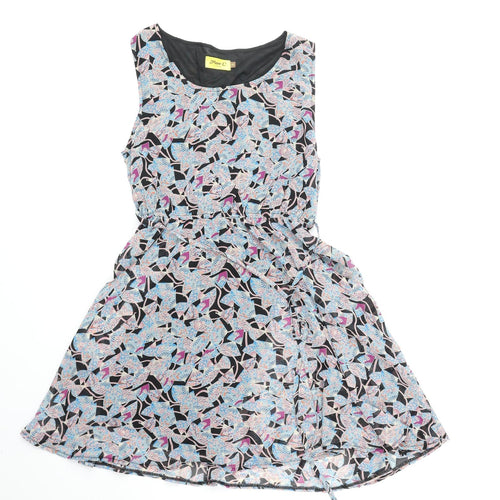 Max C Womens Multicoloured Floral Polyester Fit & Flare Size M Scoop Neck Pullover