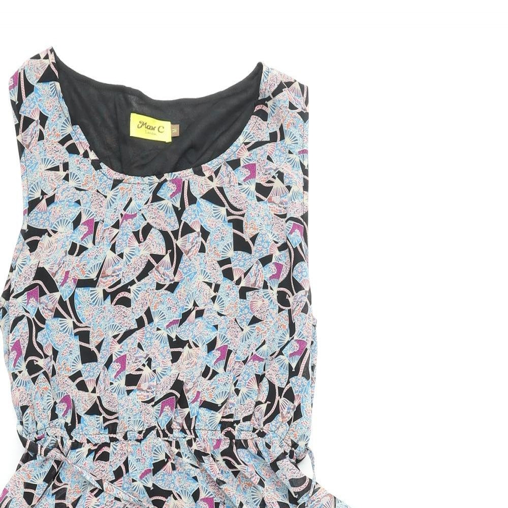 Max C Womens Multicoloured Floral Polyester Fit & Flare Size M Scoop Neck Pullover