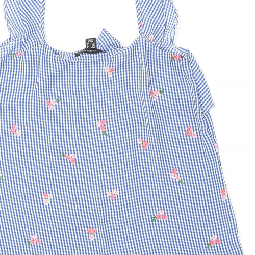 Atmosphere Womens Beige Check Polyester Basic Tank Size 8 Round Neck - Flower Detail