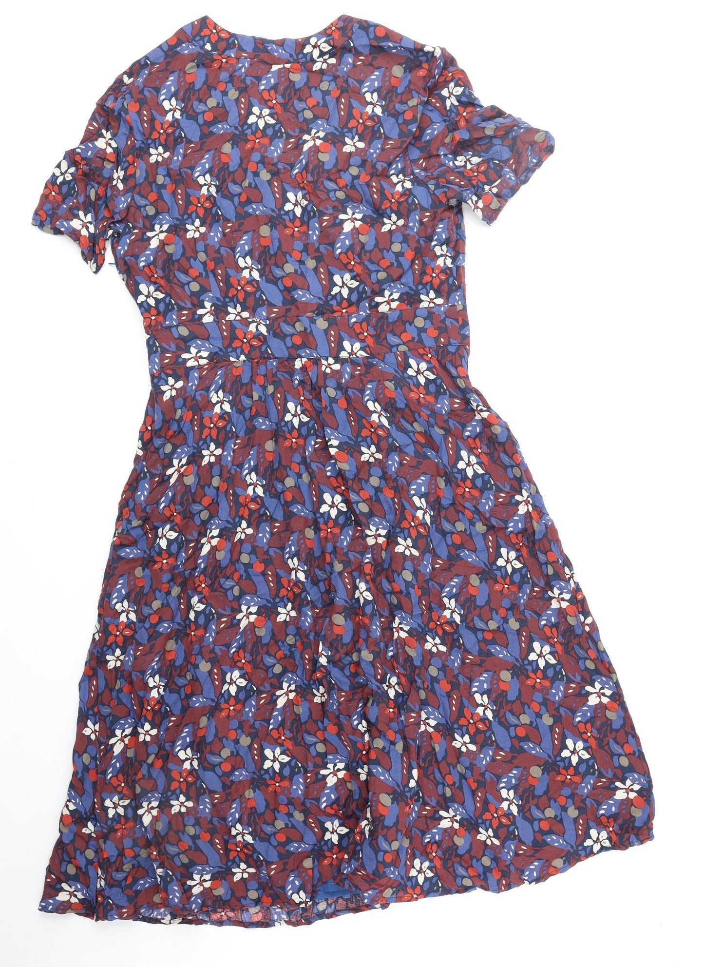 Seasalt Womens Blue Floral Polyester A-Line Size 12 V-Neck Pullover