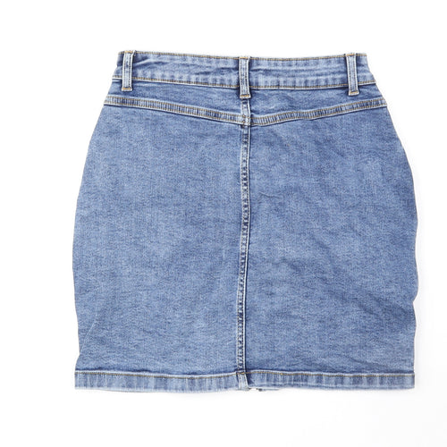 JDY Womens Blue Cotton Mini Skirt Size S Zip