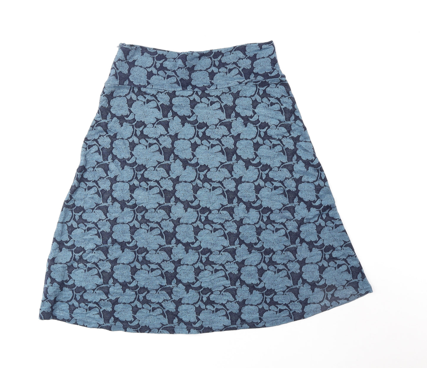 Weird Fish Womens Blue Floral Polyester Swing Skirt Size 12 Zip