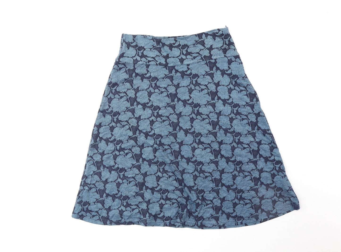 Weird Fish Womens Blue Floral Polyester Swing Skirt Size 12 Zip