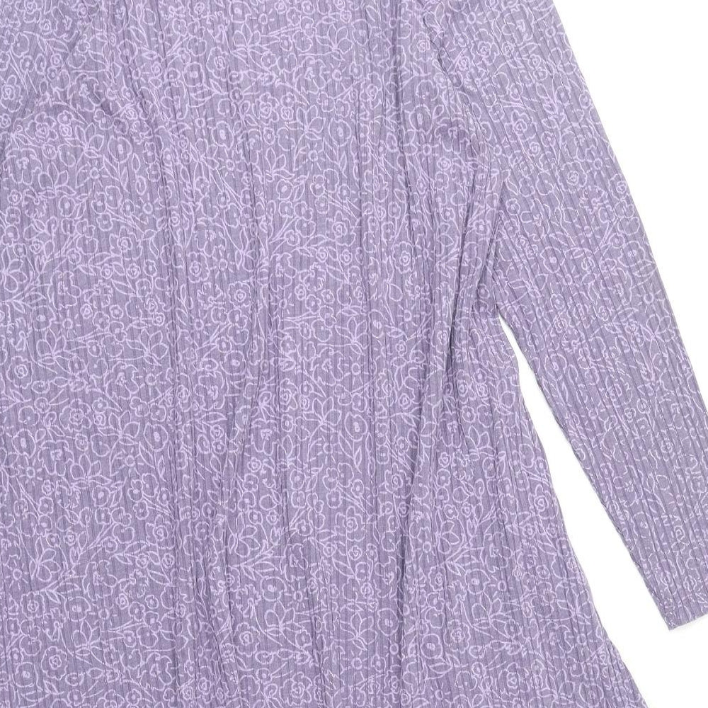 Marks and Spencer Womens Purple Geometric Polyester A-Line Size 20 Round Neck Pullover