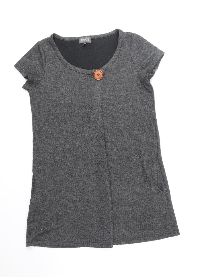 Apricot Womens Black Polyester A-Line Size 12 Scoop Neck Pullover