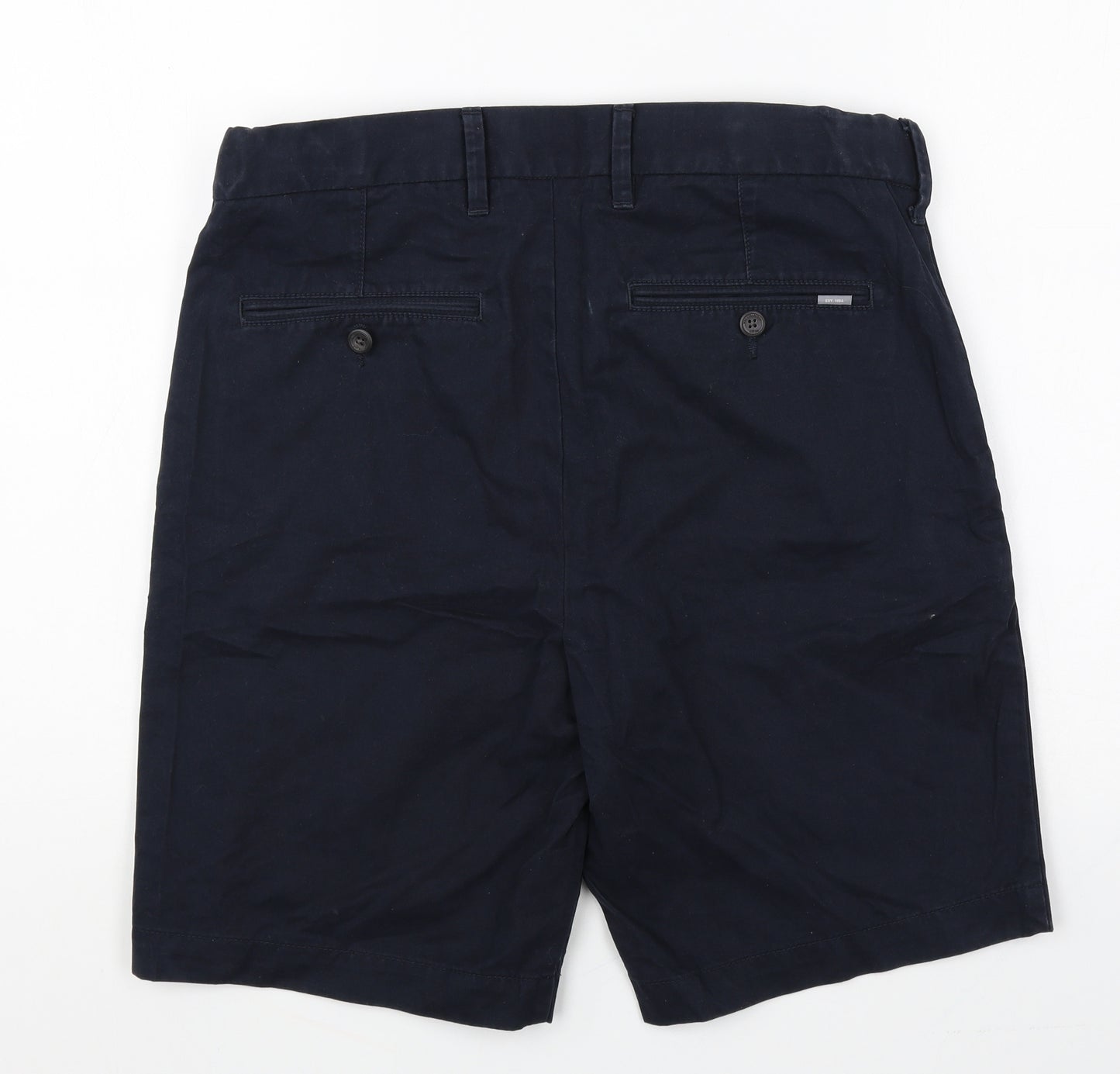 Marks and Spencer Mens Blue Cotton Chino Shorts Size 34 in Regular Button