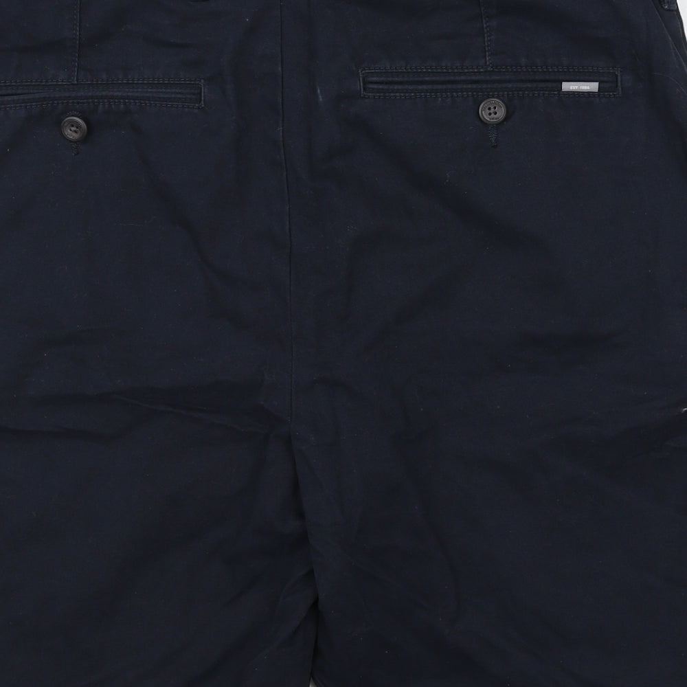 Marks and Spencer Mens Blue Cotton Chino Shorts Size 34 in Regular Button