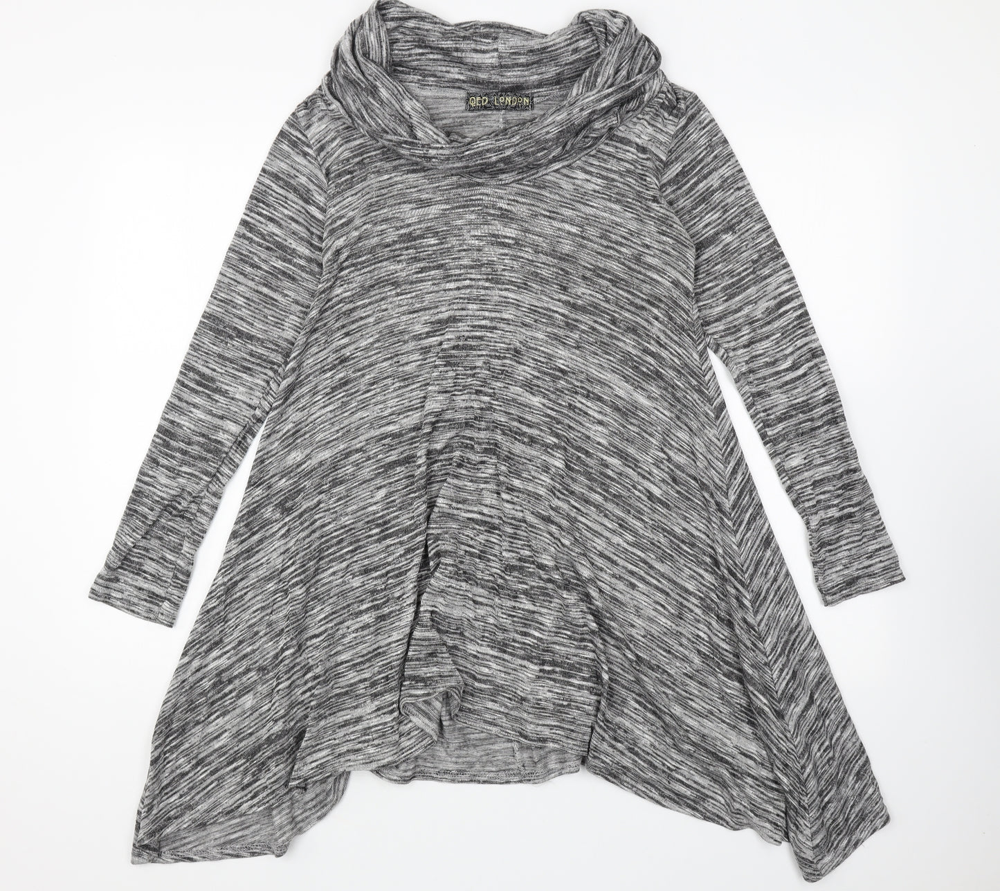 QED London Womens Grey Polyester Basic Blouse Size S Roll Neck