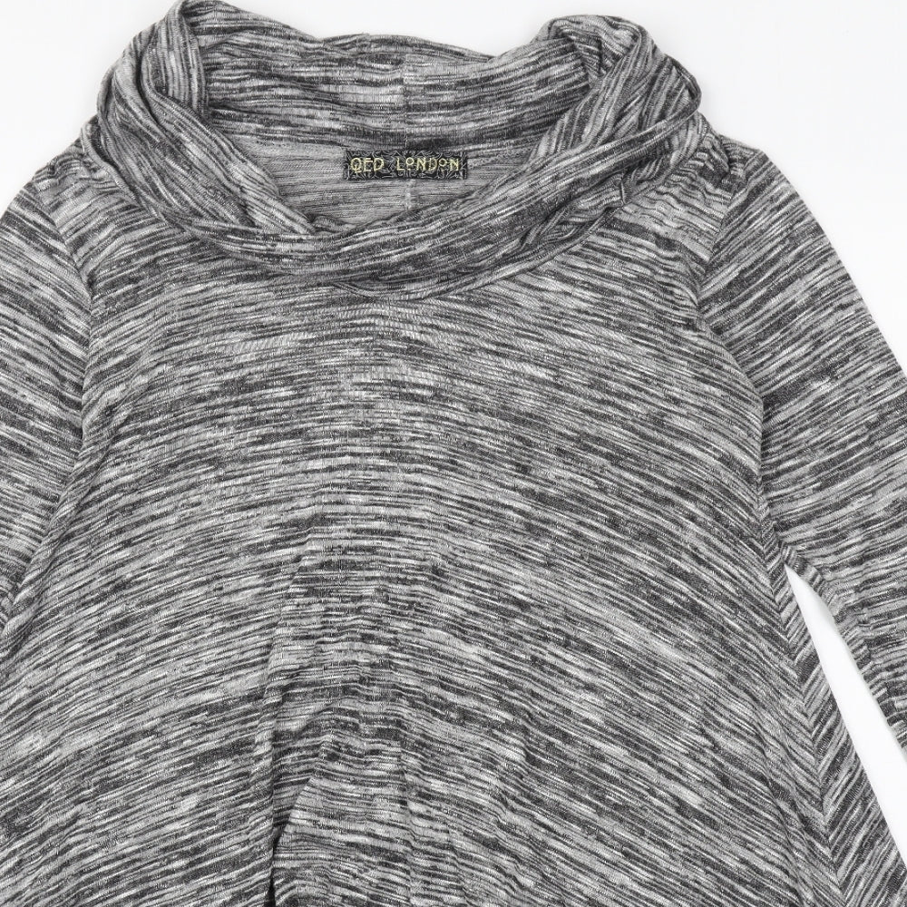 QED London Womens Grey Polyester Basic Blouse Size S Roll Neck