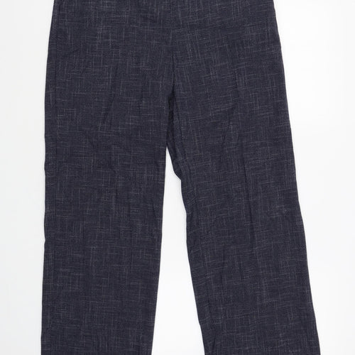 Marks and Spencer Womens Blue Geometric Polyester Trousers Size 10 L30 in Regular Zip