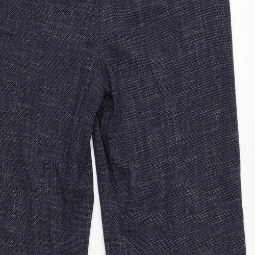Marks and Spencer Womens Blue Geometric Polyester Trousers Size 10 L30 in Regular Zip