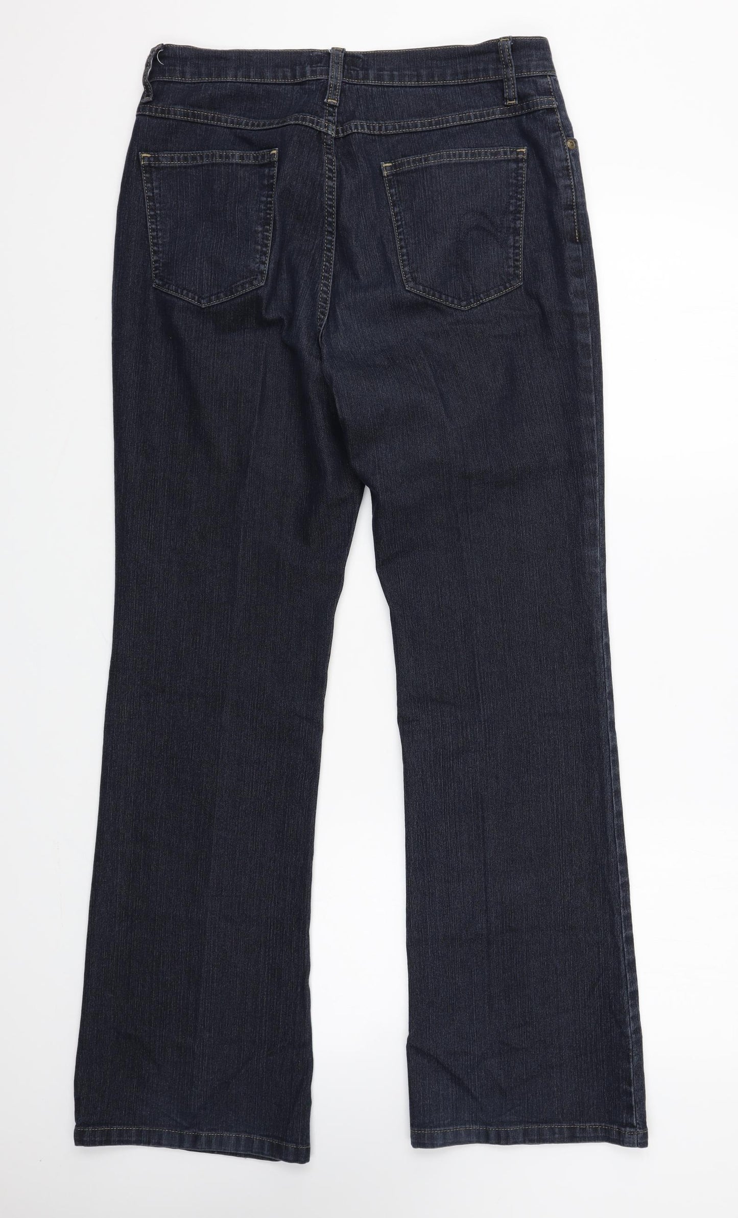 Per Una Womens Blue Cotton Bootcut Jeans Size 12 L30 in Regular Zip