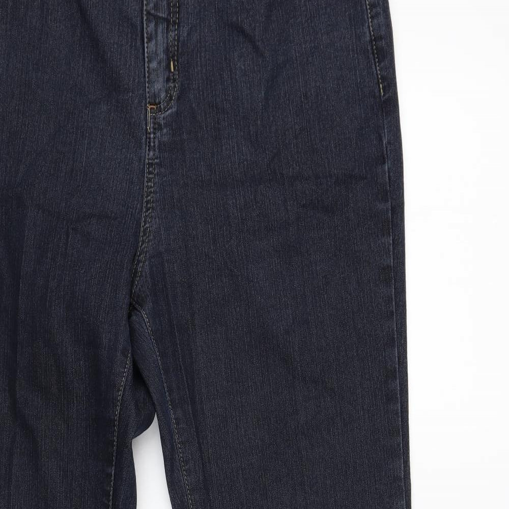 Per Una Womens Blue Cotton Bootcut Jeans Size 12 L30 in Regular Zip