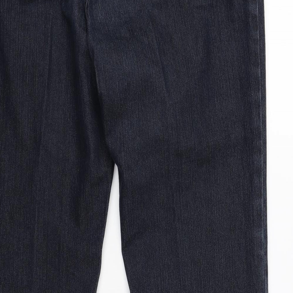 Per Una Womens Blue Cotton Bootcut Jeans Size 12 L30 in Regular Zip