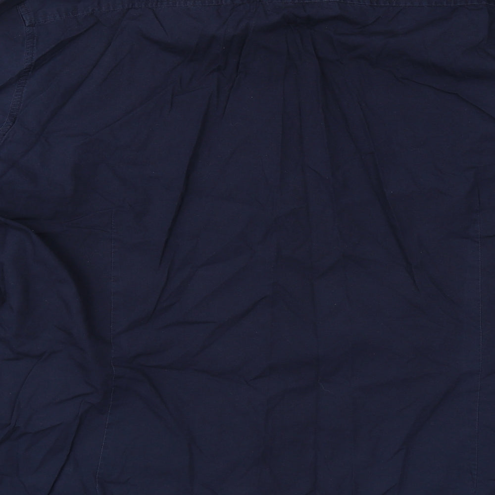 NEXT Mens Blue Cotton Dress Shirt Size XL Round Neck Button
