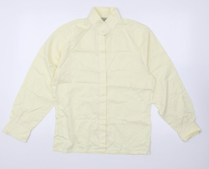 The Collar Company Mens Yellow Cotton Button-Up Size S Collared Button