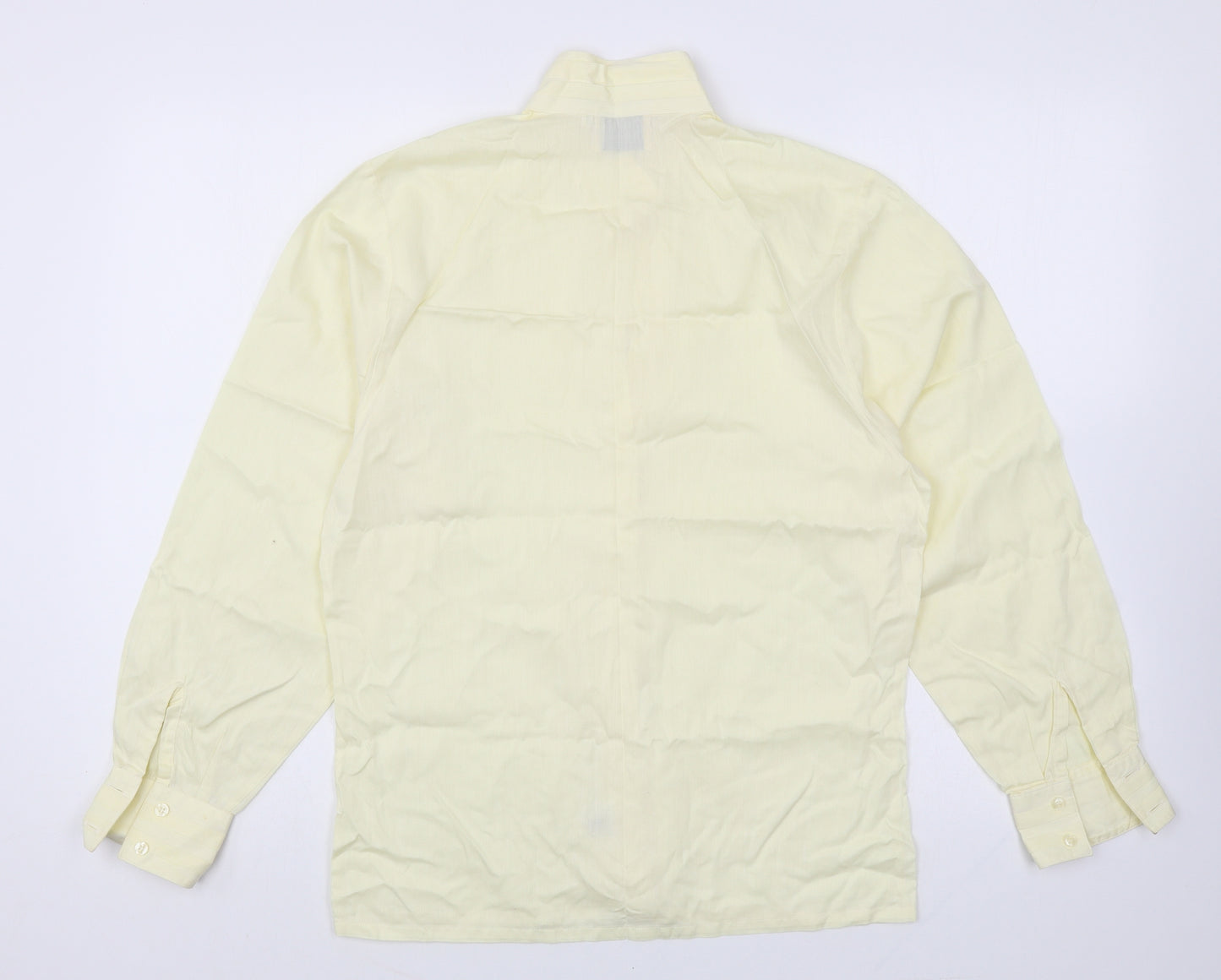 The Collar Company Mens Yellow Cotton Button-Up Size S Collared Button