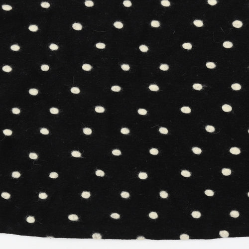 New Look Womens Black Scoop Neck Polka Dot Acrylic Pullover Jumper Size M - Cropped Pom Pom Detail