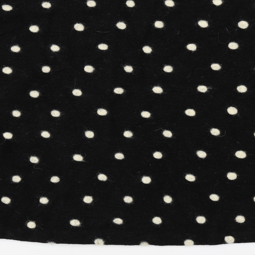 New Look Womens Black Scoop Neck Polka Dot Acrylic Pullover Jumper Size M - Cropped Pom Pom Detail
