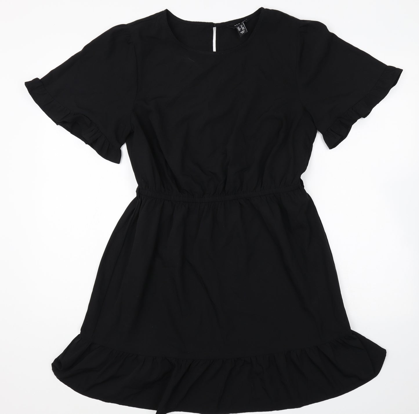 New Look Womens Black Polyester Fit & Flare Size 12 Scoop Neck Pullover