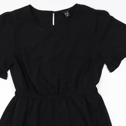 New Look Womens Black Polyester Fit & Flare Size 12 Scoop Neck Pullover