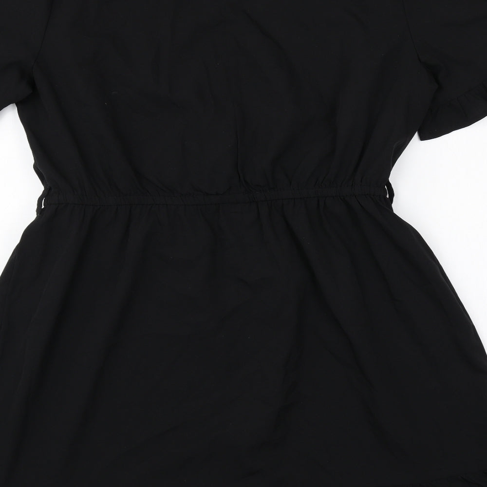 New Look Womens Black Polyester Fit & Flare Size 12 Scoop Neck Pullover